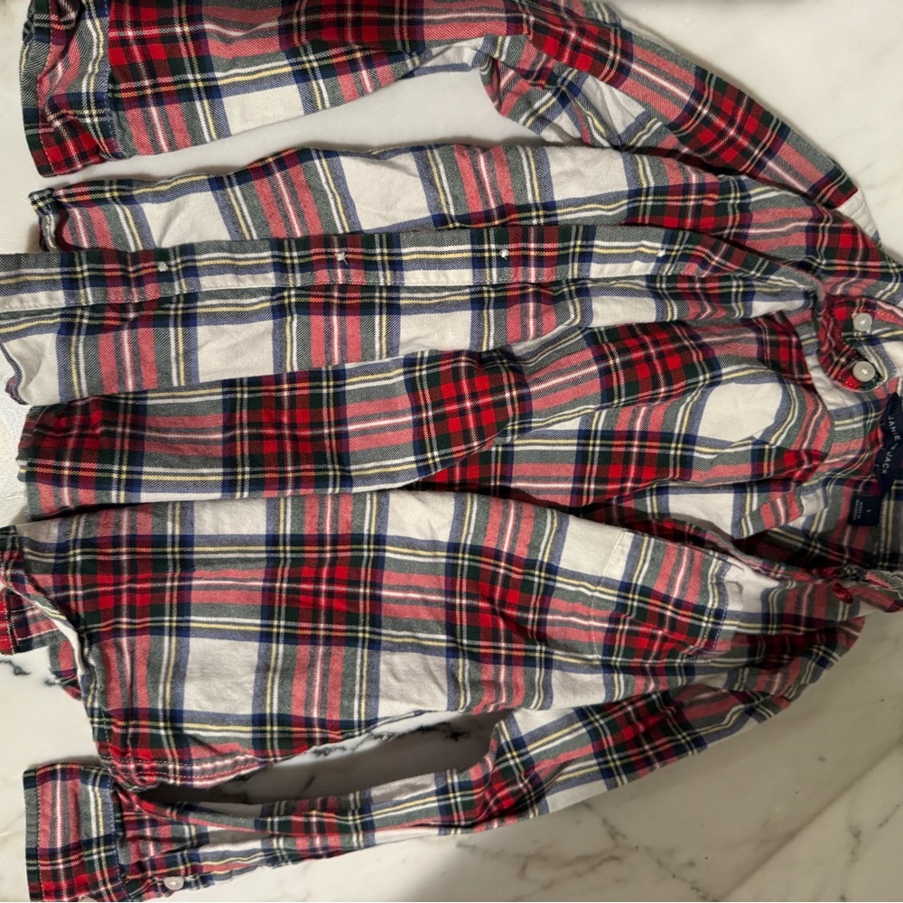 Janie and Jack Red and Blue Plaid Button Down Shirt